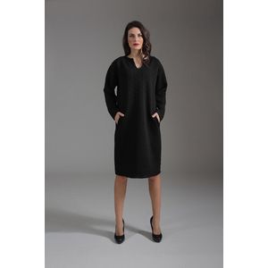 Jerseyjurken - Midi-jurk - Quilt Jersey - Lange Mouwen - Met Zijzakken