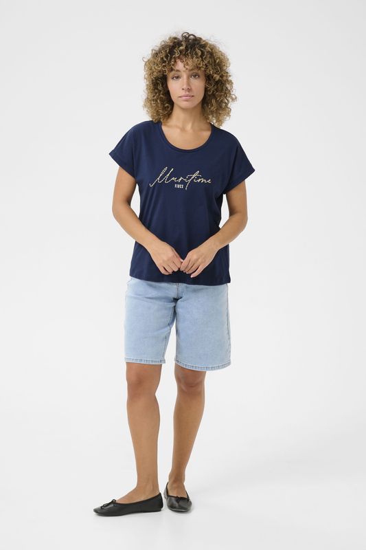 Cream - CRTinea - T-shirt - Beige - Ronde Hals - Losse Pasvorm