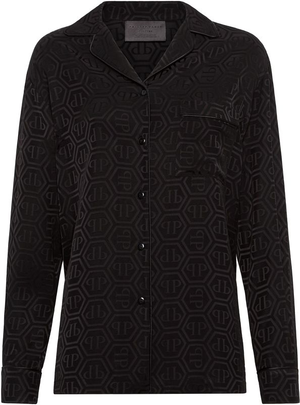 Philipp Plein - Shirt Monogram - Zijden Overhemd - Zwart