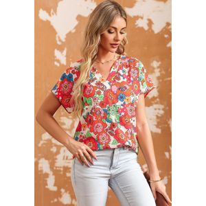 Bloemenprint V-hals Top Relaxed Fit