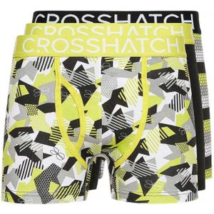 Crosshatch Heren Crystaline Boxershorts (Set van 3) (Geel/zwart/wit)