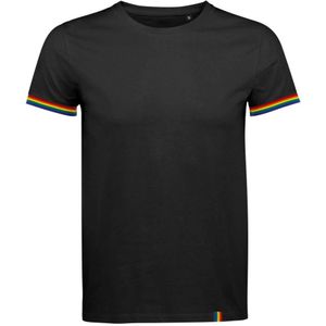 SOLS Heren Regenboog T-Shirt (Diep zwart/multikleurig)
