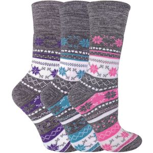 3 paar thermo sokken met Fairisle-patroon voor dames - Grijs