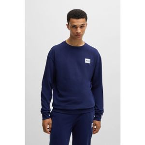 Heren Hugo Zilver Logo Sweatshirt in Donkerblauw