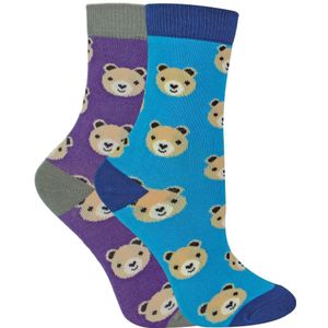 2 Paar Bamboe Sokken Jongens | Mr Heron | Sokken met dierenpatroon voor kinderen | Sokken met nieuw ontwerp - Beren