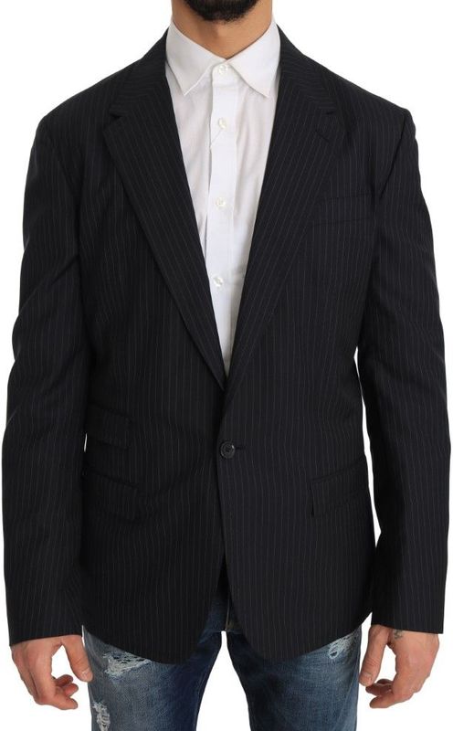 Dolce & Gabbana - Gestreepte Wollen en Zijde Blazer - Grijs - Heren