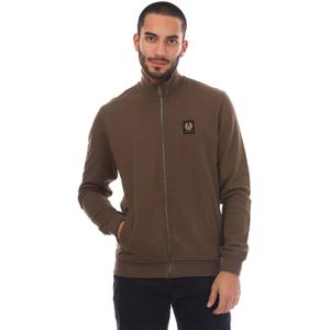 Belstaff - Katoenen Fleece Sweatshirt - Bruin - Volledige Ritssluiting