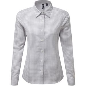 Premier Dames/Dames Maxton Gingham Shirt Met Lange Mouwen (Zilver/Wit)