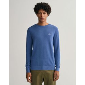 Men's Gant Cotton Pique Crewneck Sweatshirt In Blue - Maat XL