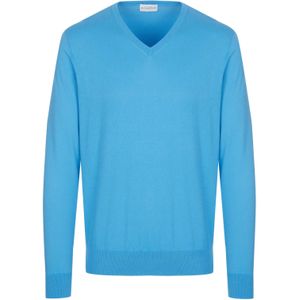 Ballantyne - V-hals Gebreide Trui - Blauw - Katoen