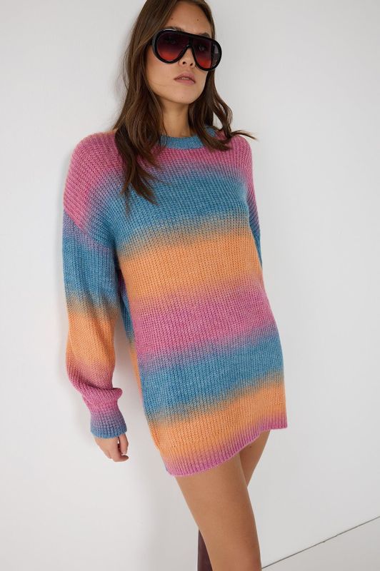 No Matter What Gebreide jurk  blauw / oranje / pink