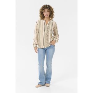 Blouse - Beige / Pastelgroen - 'Sola' - Klassieke Blouse