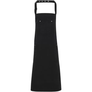 Premier Unisex Chino Cotton Bib Apron (Zwart)