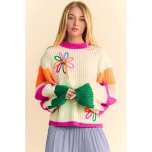 Regenboogstreep Gebreide Pullover Trui