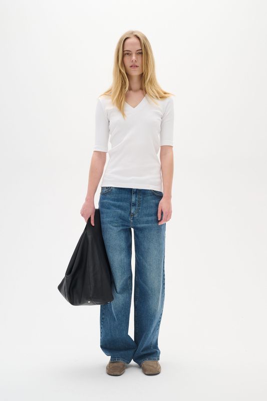 In Wear - Klassiek Geribbeld T-shirt - Wit - Polyester/Katoen/Elastaan