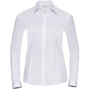 Russell Dames/Dames Visgraat Werkshirt met lange mouwen (Wit)