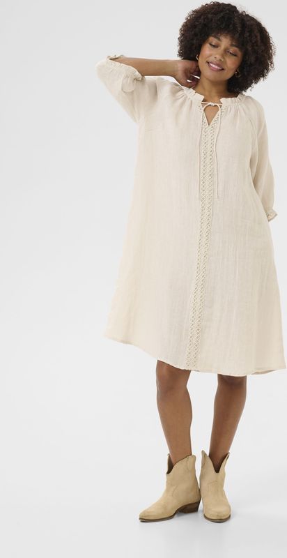 Tuniekjurk - Effen - Linnen - Uitgesneden Hals - Ruches