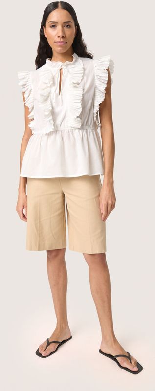 Soaked In Luxury - Mouwloze Top - Gebroken Wit - Ruchedetails