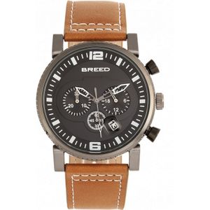 Breed Ryker chronograaf horloge met leren bandje met datum