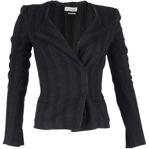 Isabel Marant Étoile Gestreepte Jas in Donkergrijze Wol