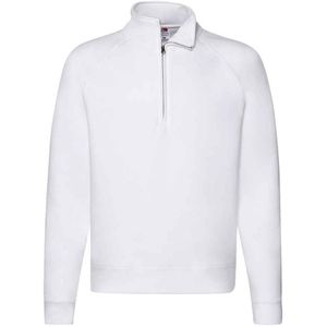 Fruit of the Loom Heren Premium Zip Neck Heather Sweatshirt (Wit)