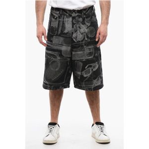 Hoge taille jacquard XRAY denim shorts in grijs