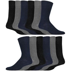 IOMI - 12 paar Gentle Grip Top Diabetische Sokken - Zwart / Marine / Grijs