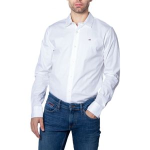 Tommy Jeans Overhemden Slim Fit Stretch Wit - Maat XS