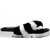 Stuart Weitzman - Fur Slippers - Zwart - Gezondheidsslippers