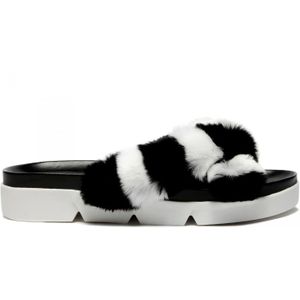 Stuart Weitzman - Fur Slippers - Zwart - Gezondheidsslippers
