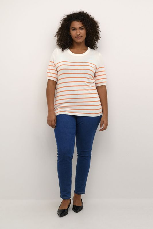 Pullover - Regular Fit - Wit - Oranje