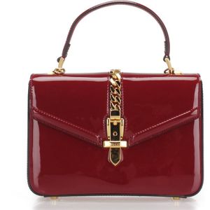Vintage Gucci Sylvie 1969 Patent Leather Satchel Red