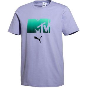 Puma - Heren T-shirt - Lila - Grafisch Ombre Logo