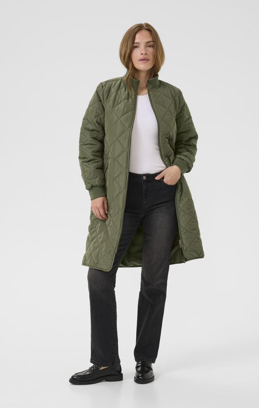 Kaffe - Villa - Gewatteerde Jas - Donkergroen - Normale Pasvorm