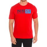 North Sails - T-shirt - Rood - Katoen - Korte Mouwen met Ribgebreide Afwerking