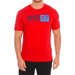 North Sails - T-shirt - Rood - Katoen - Korte Mouwen met Ribgebreide Afwerking