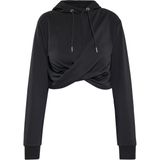 Mymo - Jumper - Zwart - Dames - Cropped Hoodie met Geribde Manchetten
