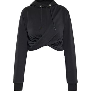 Mymo - Jumper - Zwart - Dames - Cropped Hoodie met Geribde Manchetten