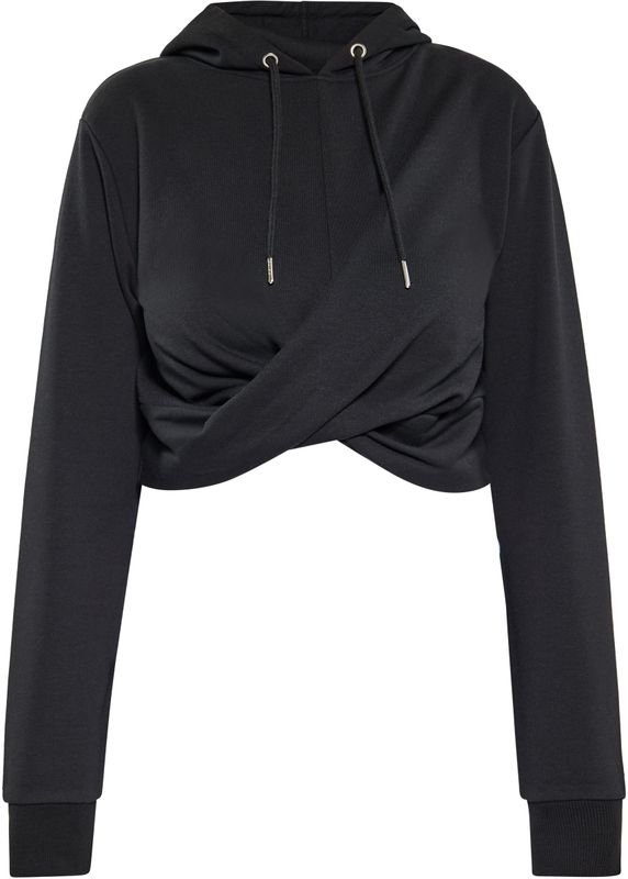 Mymo - Jumper - Zwart - Dames - Cropped Hoodie met Geribde Manchetten