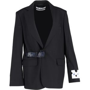 Off-White Blazer met Strap Sluiting in Zwarte Wol