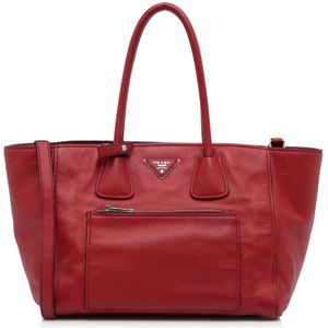 Vintage Prada Vitello Daino Pocket Satchel Red