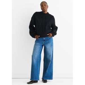 Zwarte oversized trui met grove brei