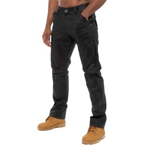 Enzo Heren Denim Jeans Rechte Pijpen - Zwart Gecoat