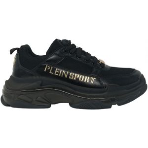 Plein Sport Gold Branded Logo Black Sneakers - Maat 38