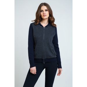 Gestreepte Vest met Capuchon - Blauw - Sweatvesten