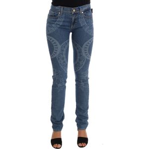 Versace Jeans Dames Spijkerbroek met blauwe wasprint en stretch Slim Fit Jeans
