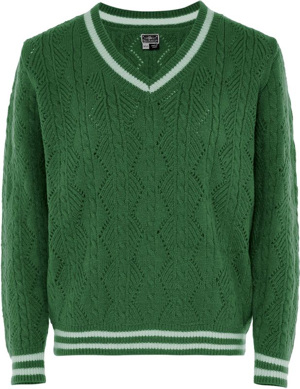 DreiMaster - Jumper - Groente - Dames - Ajourbreisel met V-hals