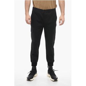 Skinny cargobroek met lage taille en trekkoord in de taille in zwart