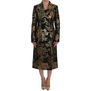 Dolce & Gabbana Vrouwen Zwart Goud Barok Trench Coat Jas