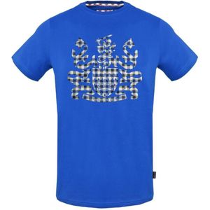 Aquascutum Geruit Aldis Crest Koningsblauw T-shirt - Maat M